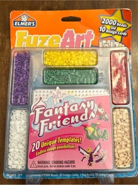 Elmer's Fuze Art "Fantasy Friends" bead kit 2000 beads 10 design cards NEW